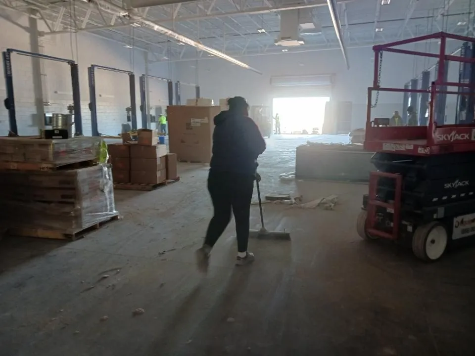 Industrial factory cleaning in progress